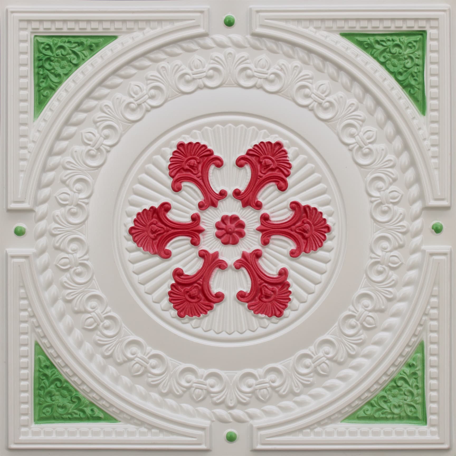Pearl White - Green - Red decorative panel