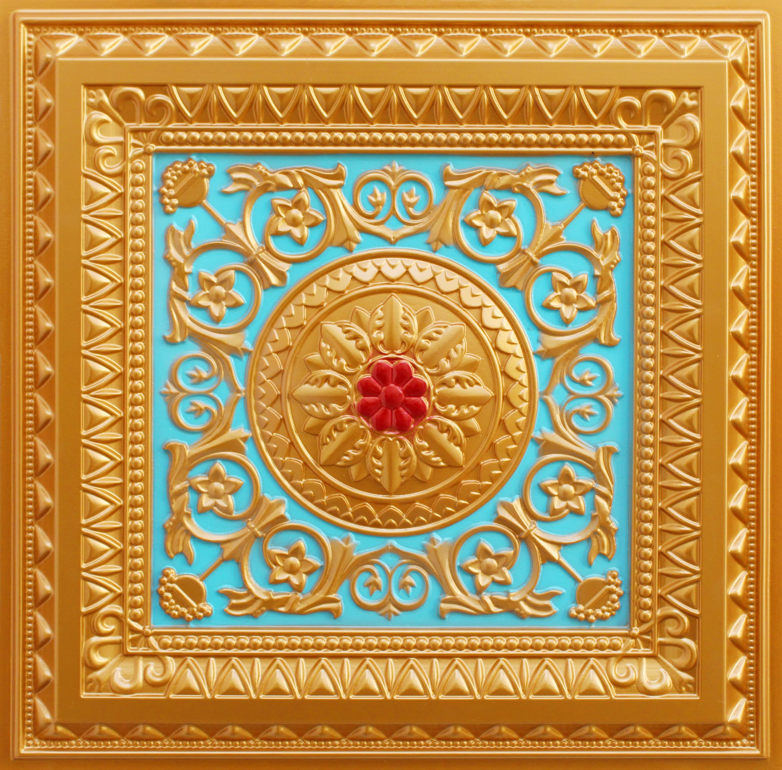 Gold - Red - Green decorative panel