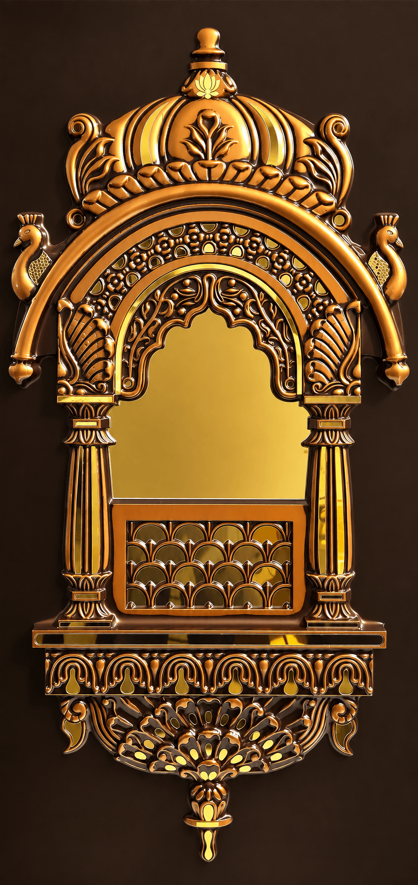 Jharokha Antique Gold Mirror decorative panel